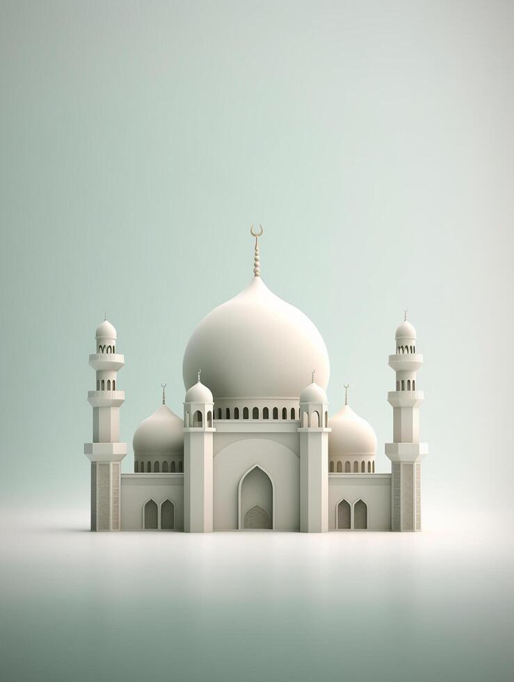 Islamitisch schattig 3d moskee voor Ramadan en eid groet achtergrond ai generatief foto