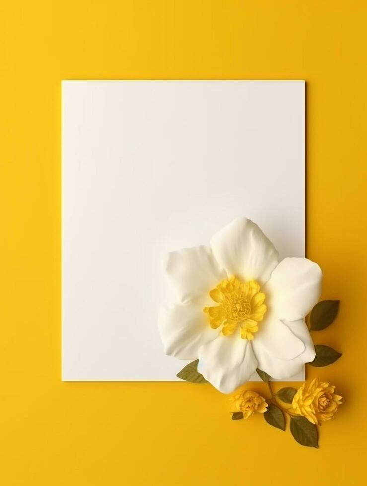 tropisch bloemen achtergrond met blanco papier kopiëren ruimte. ruimte voor tekst foto