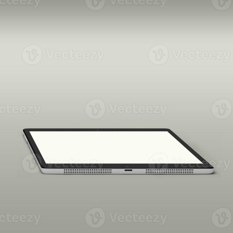 dichtbij omhoog visie modern pen tablet geïsoleerd Aan grijs achtergrond fit voor uw apparaat ontwerp. foto