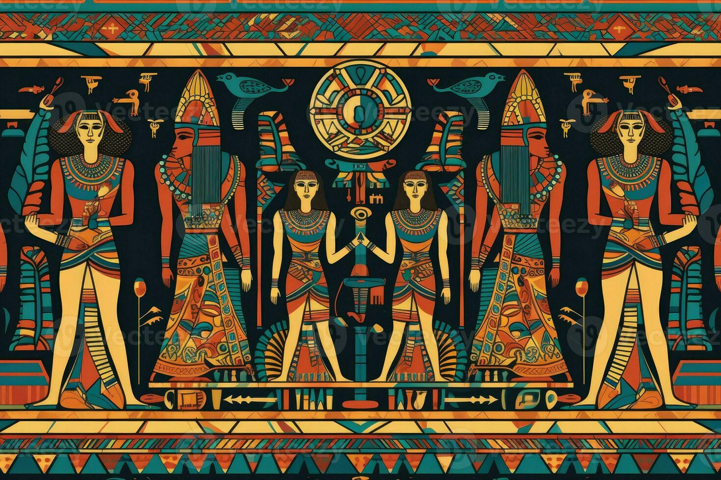 Egyptische Farao volk kunst patroon. ai gegenereerd foto