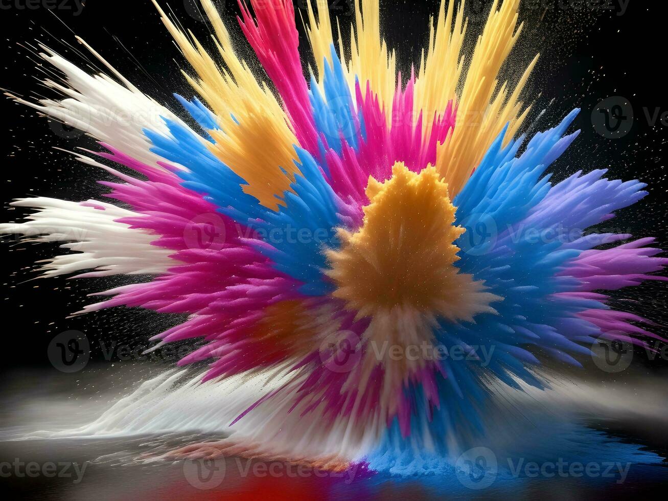 kleurrijk explosie met hoge snelheid levendig kleur poeder. generatief ai. foto
