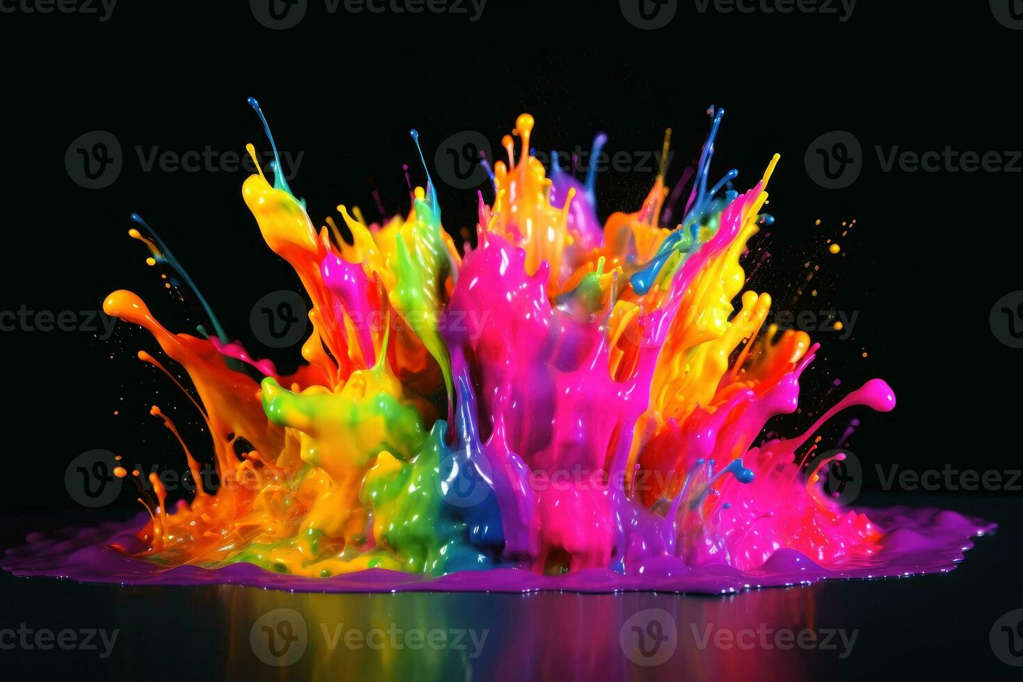 raindow gekleurde vloeistof explosie gemaakt met generatief ai technologie. foto