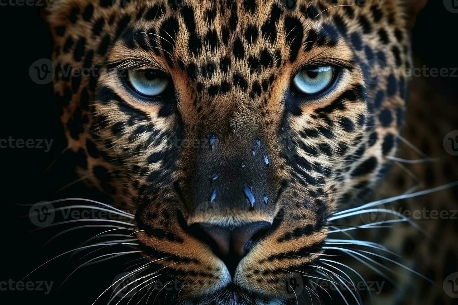 een dichtbij omhoog portret van betoverend luipaard fotografie gemaakt met generatief ai technologie foto