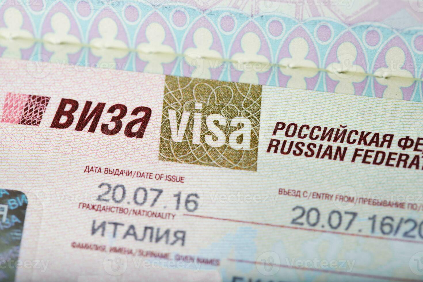 Visa kwestie voor binnengaan Russisch federatie naar Italiaans inwoner. foto
