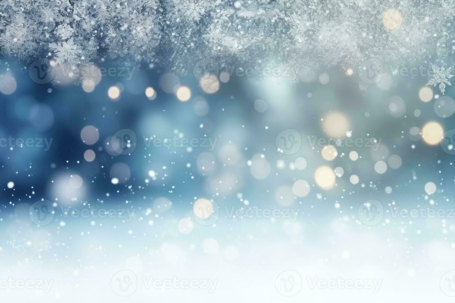 winter wonderland Kerstmis sneeuw achtergrond met wazig bokeh ai gegenereerd foto