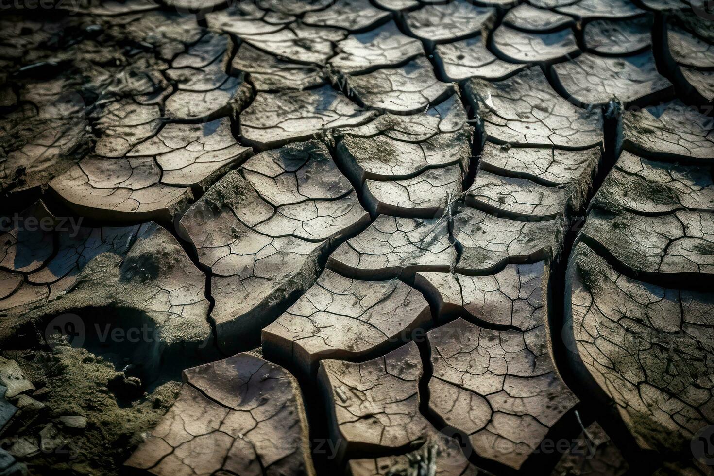 gebarsten aarde - de verwoestend gevolgen van droogte - generatief ai foto