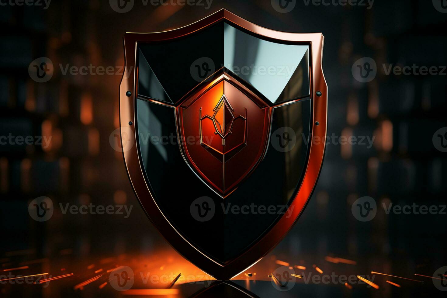 silhouet van schild beschermen icoon symboliseert veiligheid, Gezondheid verzekering, familie ai gegenereerd foto