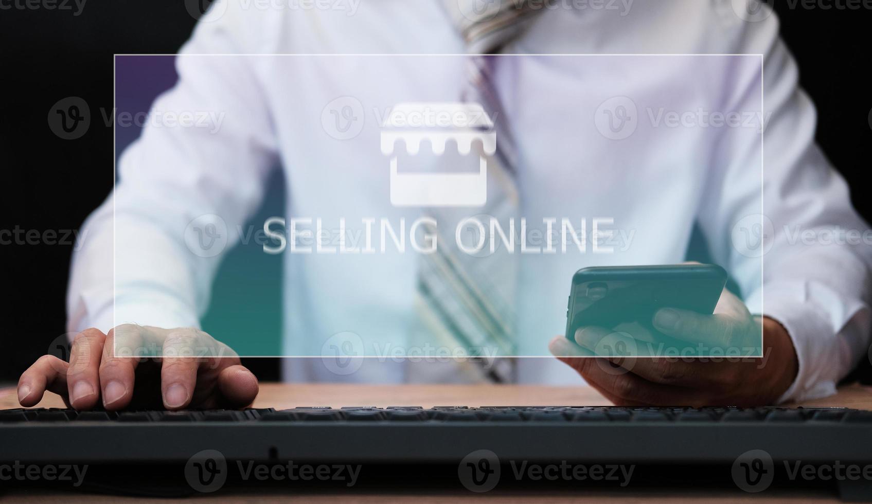 e-commerce en winkelen online concept en kopen en verkopen op internetwinkel foto