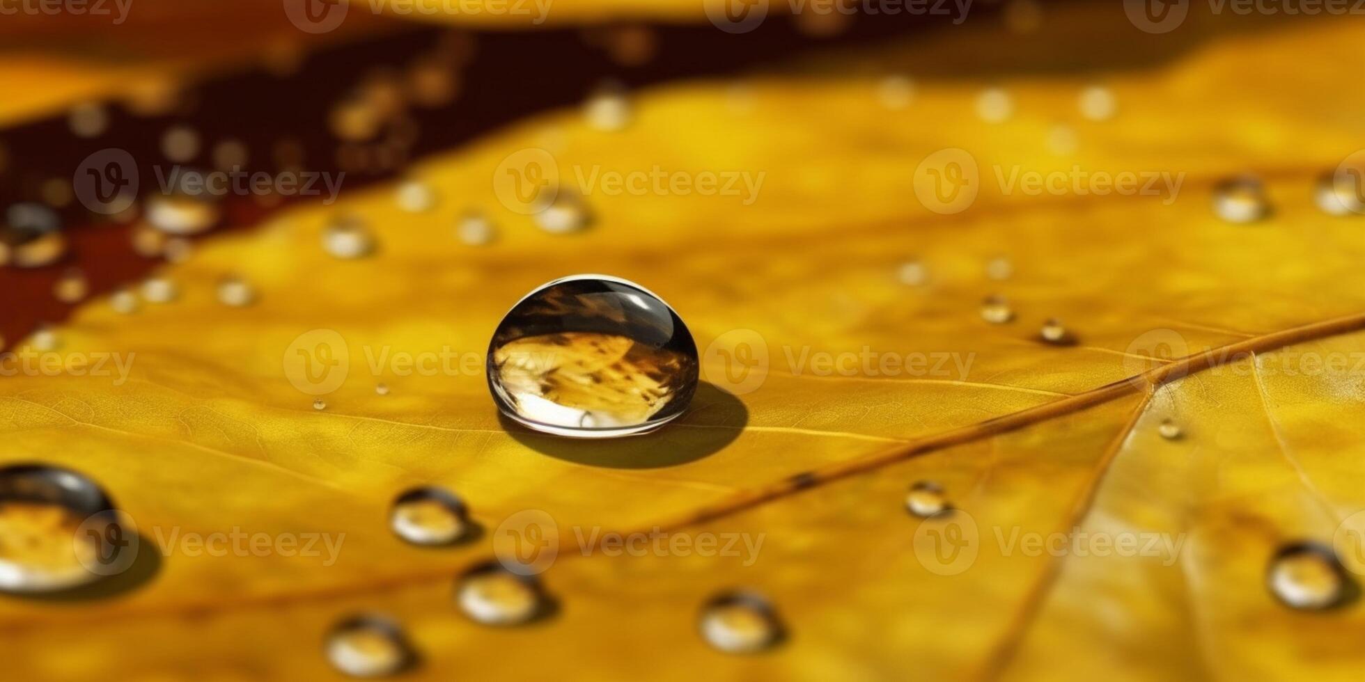 waterdruppel Aan blad kopiëren ruimte wazig achtergrond, ai gegenereerd foto