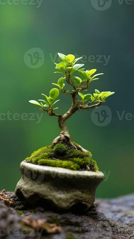 bonsai groen boom behang achtergrond. ai gegenereerd foto