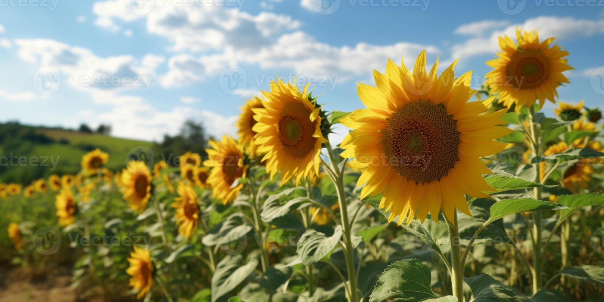 zon bloem weide achtergrond. ai gegenereerd foto