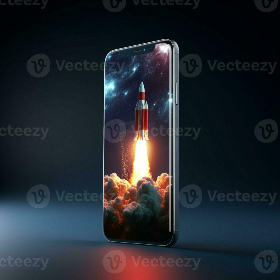 raket lancering ontbranden uw slim telefoon met spannend 3d raket achtergronden foto