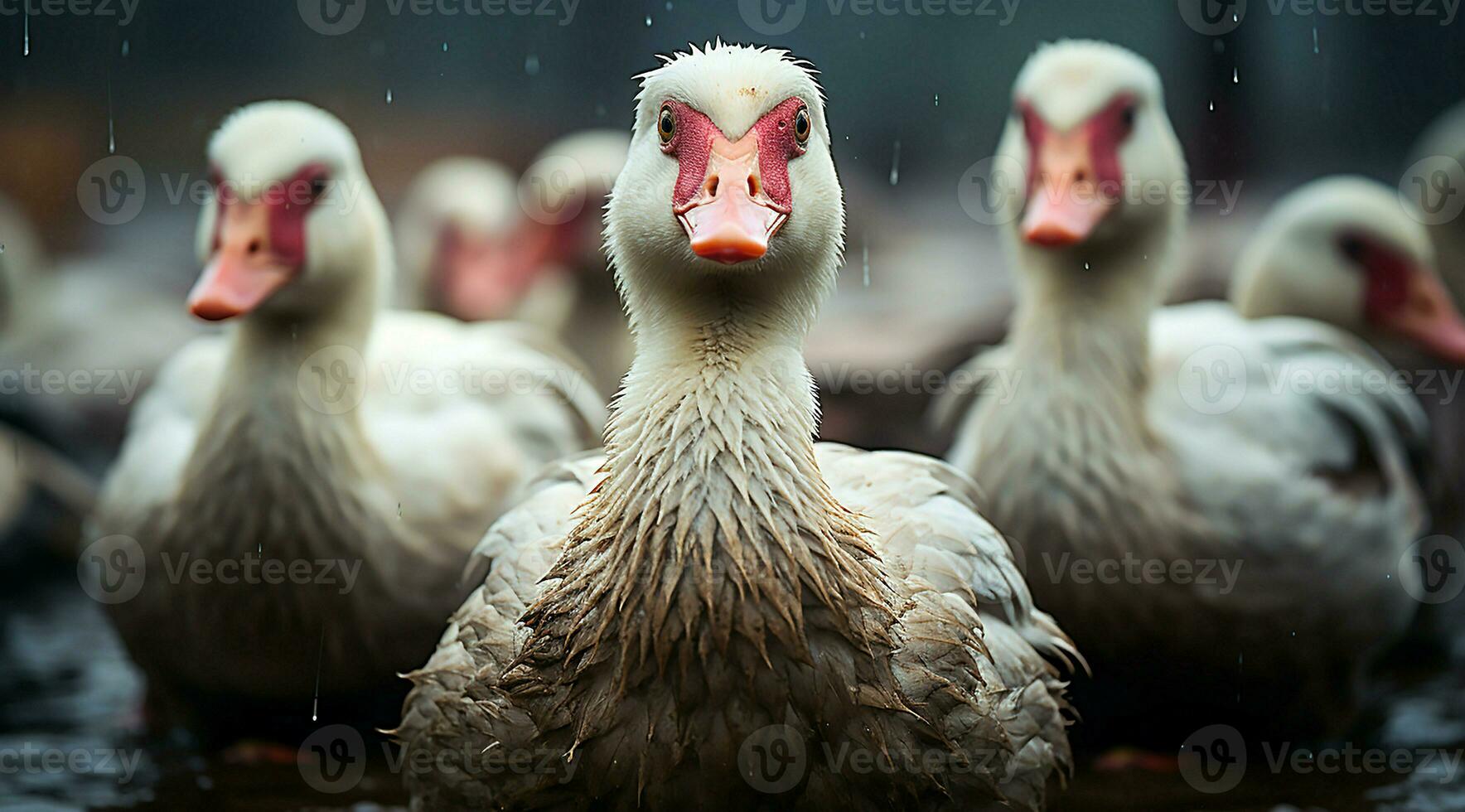 een bundel van wit ganzen wandelen foto