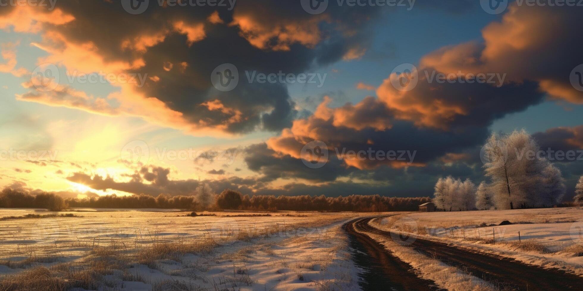 winter lucht landschap achtergrond, ai gegenereerd foto