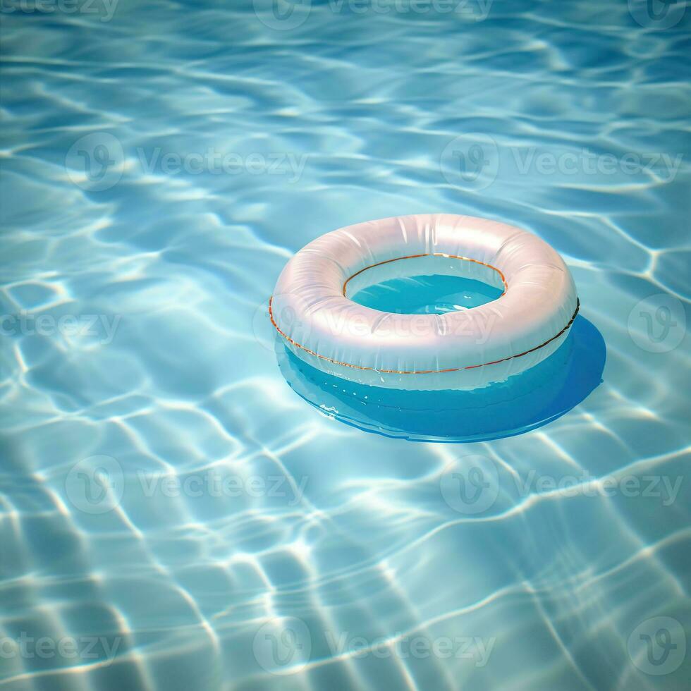opblaasbaar matras in de zwembad. opblaasbaar ring in een zwemmen zwembad. foto