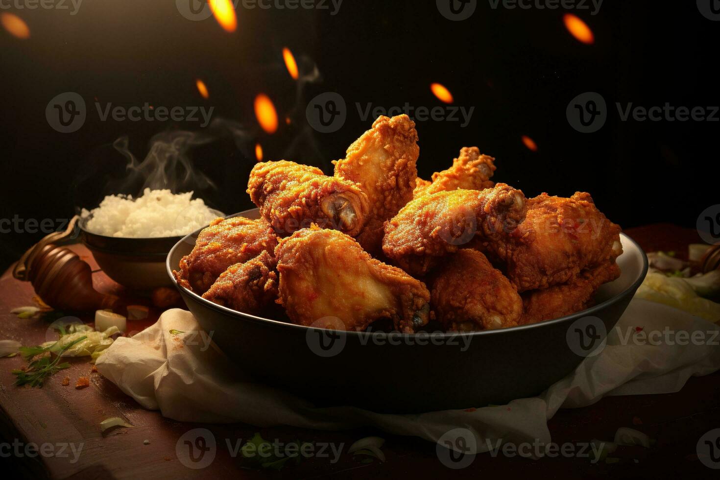 generatief ai illustratie van gebakken kip duidelijk achtergrond foto