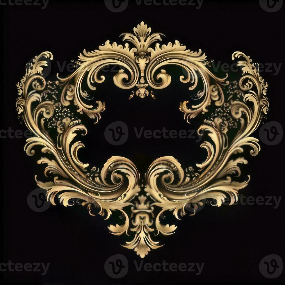 goud ornament. antiek stijl goud. elegant luxe ontwerp, gouden elementen in barok. goud wijnoogst barok. generatief ai foto