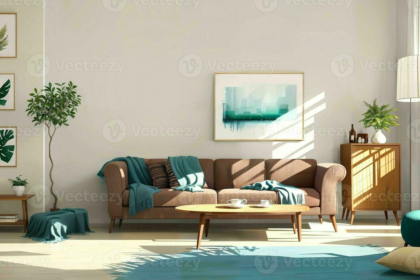 illustratie digitaal schilderij van leven werken kamer Bij de appartement, generatief ai foto
