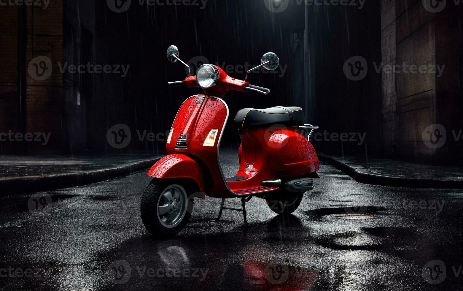 rood Italiaans scooter fotoshoot. generatief ai. foto