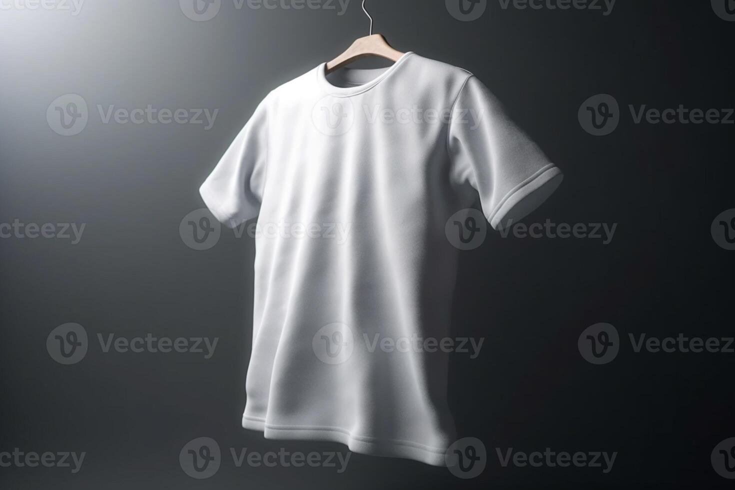 zuiver en gemakkelijk, 3d leeg wit t-shirt mockup met schoon lijnen, 3d geven ai gegenereerd foto