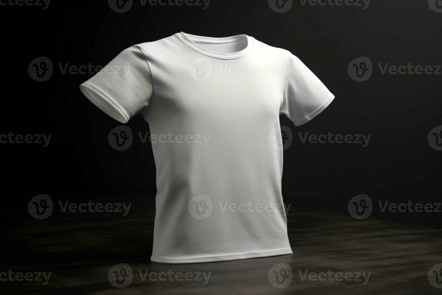 modern en strak, 3d leeg wit t-shirt mockup met scherp lijnen, 3d geven ai gegenereerd foto