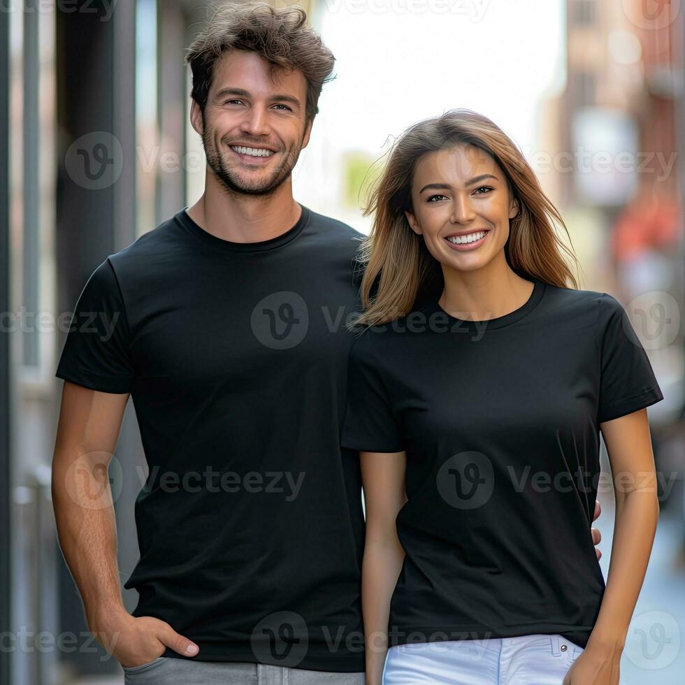 illustratie van een mode portret met duidelijk t-shirt model, ai gegenereerd foto