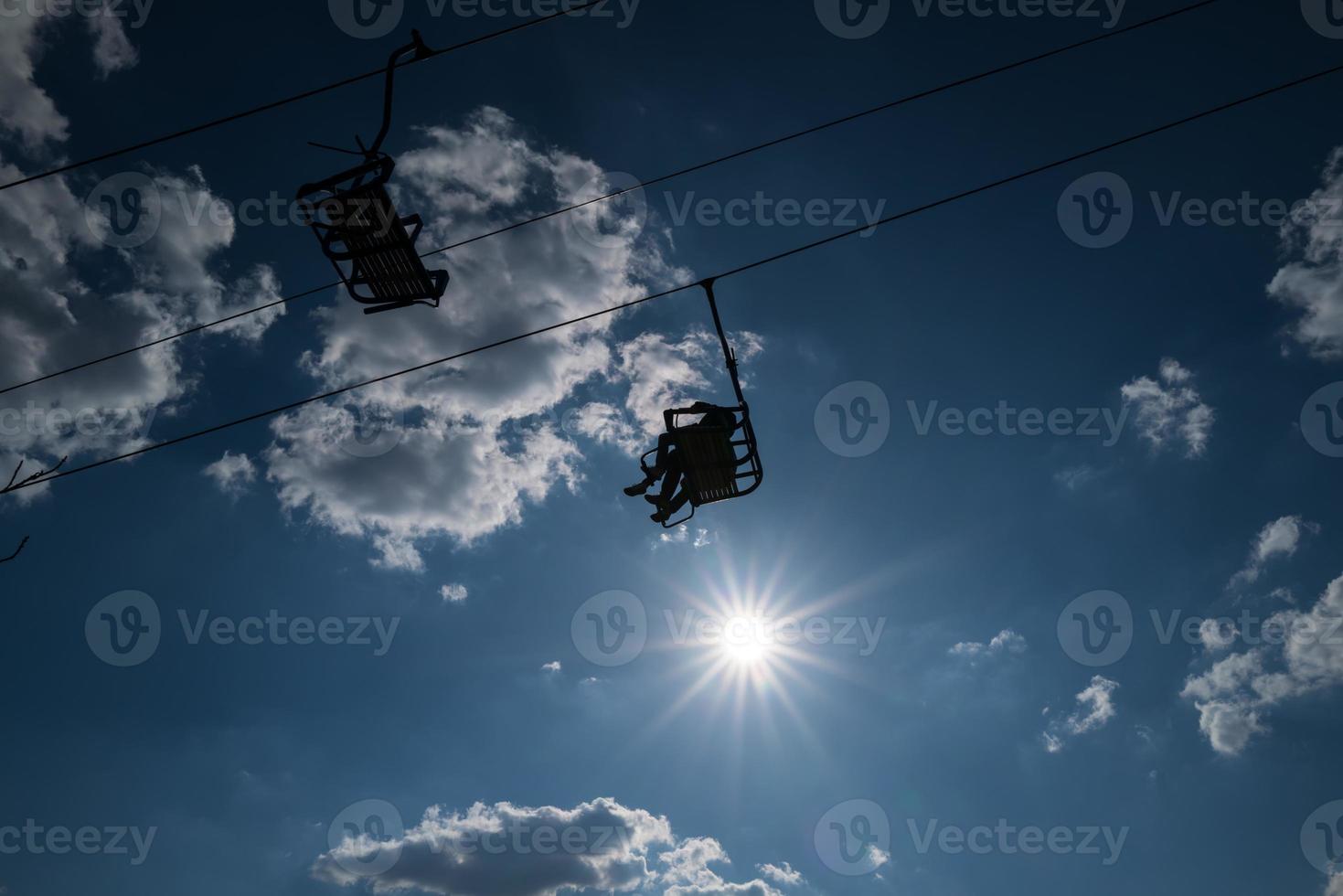 kabelbanen met mensen tegen zonlicht in boppard foto