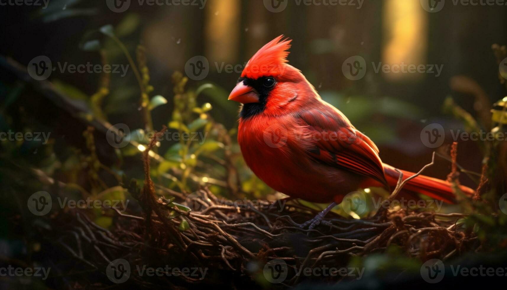 vogel neerstrijken Aan een tak, presentatie van natuurlijk schoonheid in natuur gegenereerd door ai foto