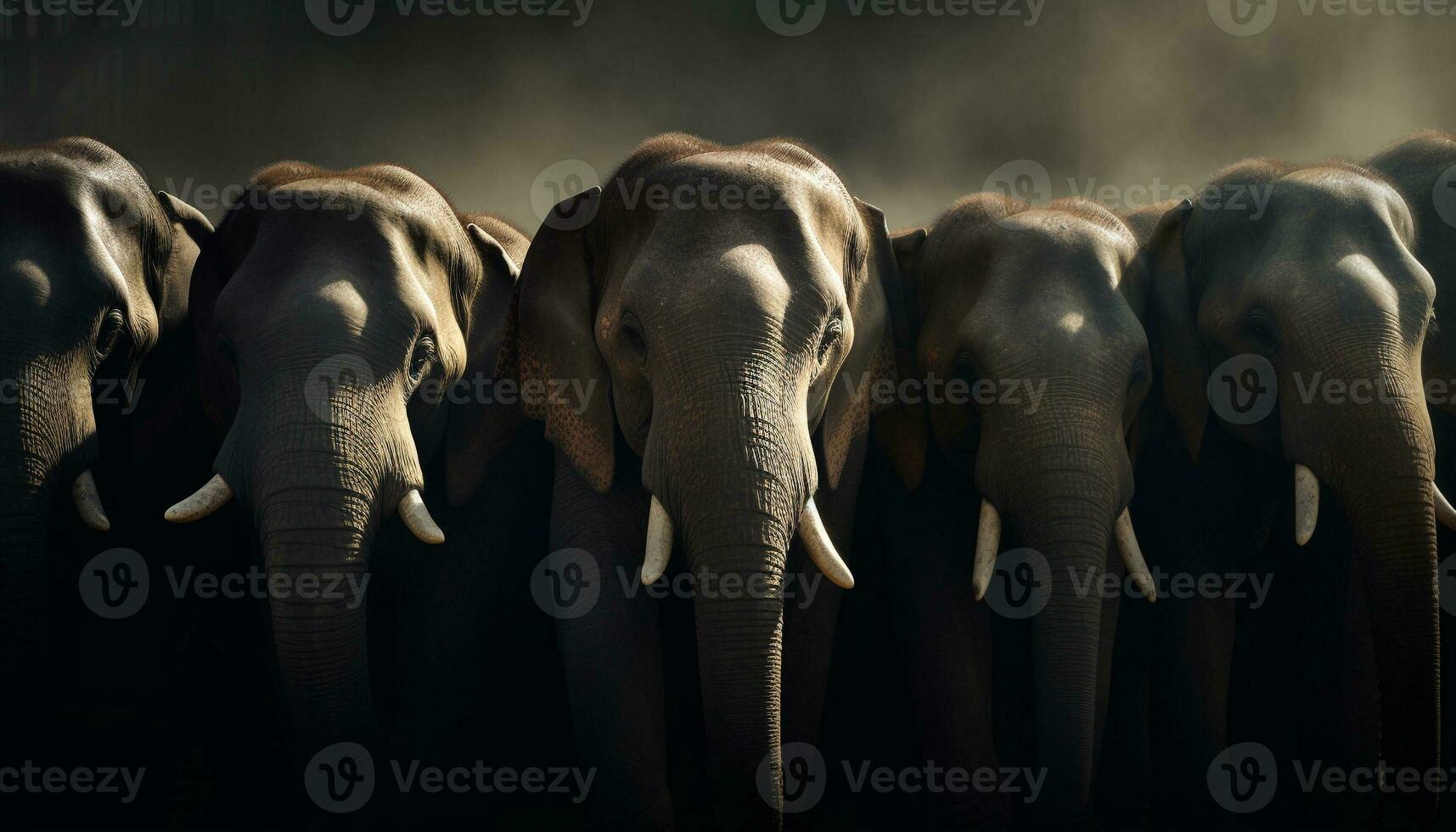 Afrikaanse olifant kudde wandelen in een rij gegenereerd door ai foto