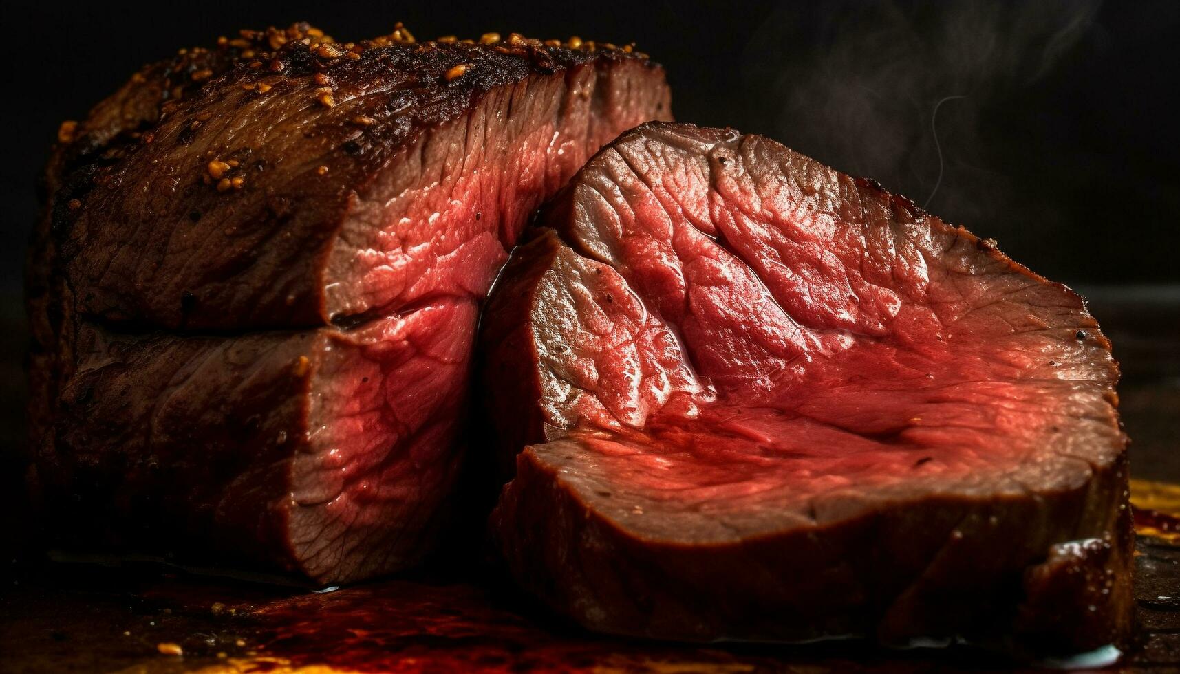 sappig filet steak gegrild naar perfectie buitenshuis gegenereerd door ai foto