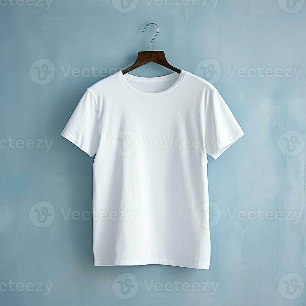 illustratie van een wit duidelijk t-shirt model, ai gegenereerd foto
