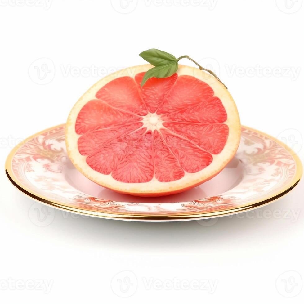 sappig heerlijk grapefruit leugens Aan mooi bord, ai gegenereerd foto