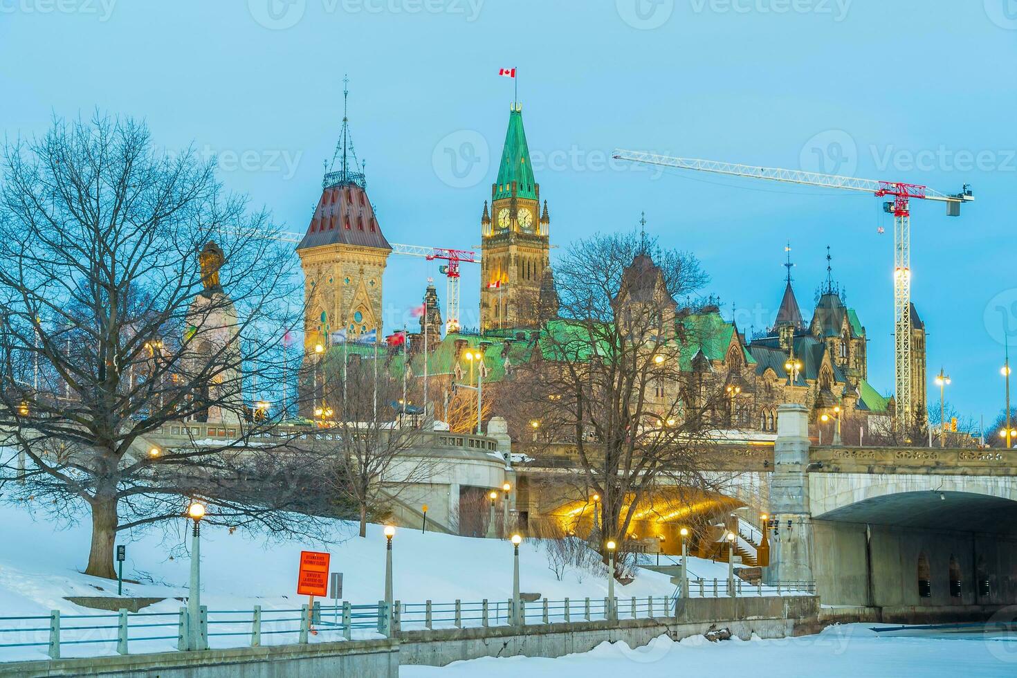 downtown Ottawa stad horizon, stadsgezicht van Canada foto