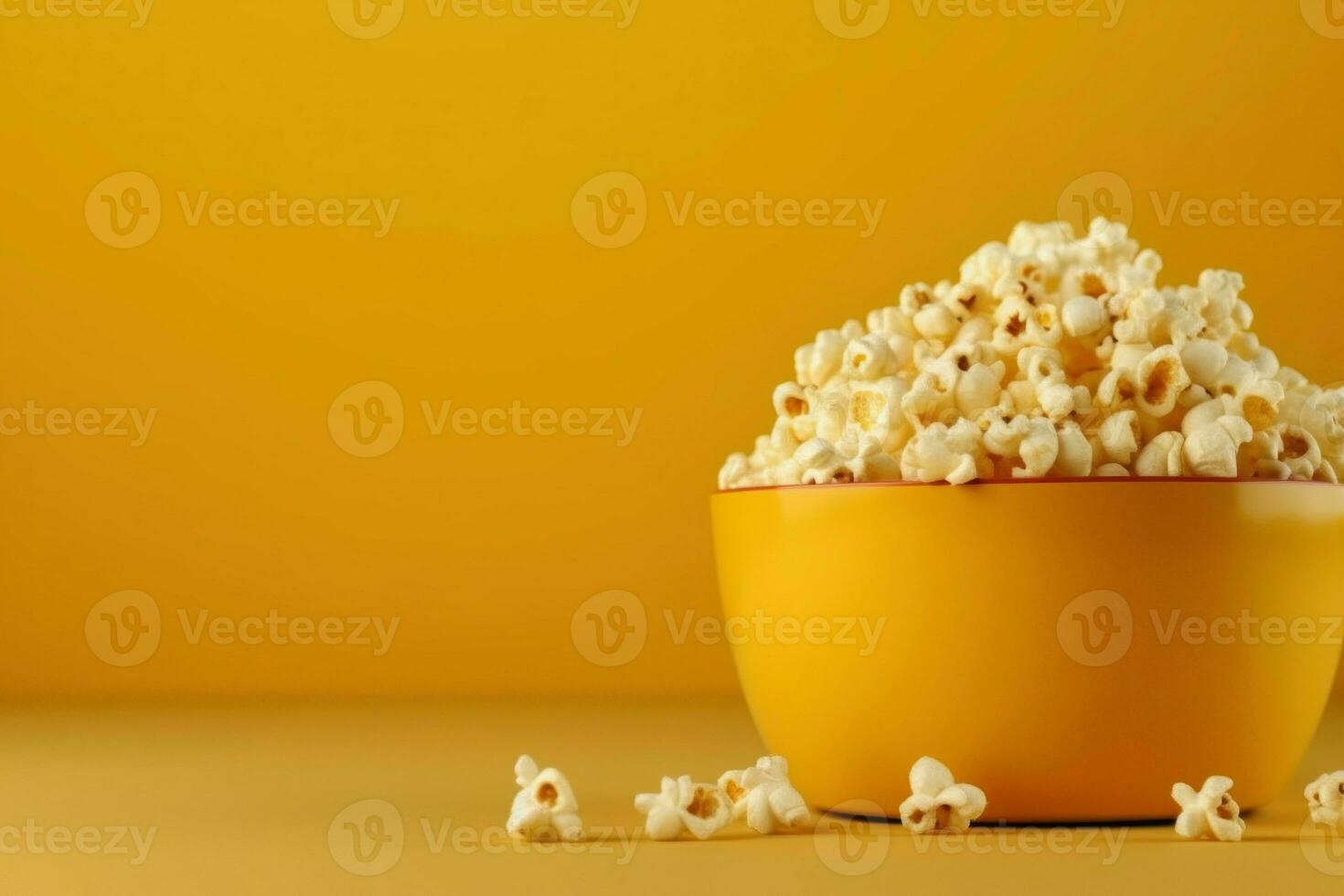 popcorn kom achtergrond. genereren ai foto