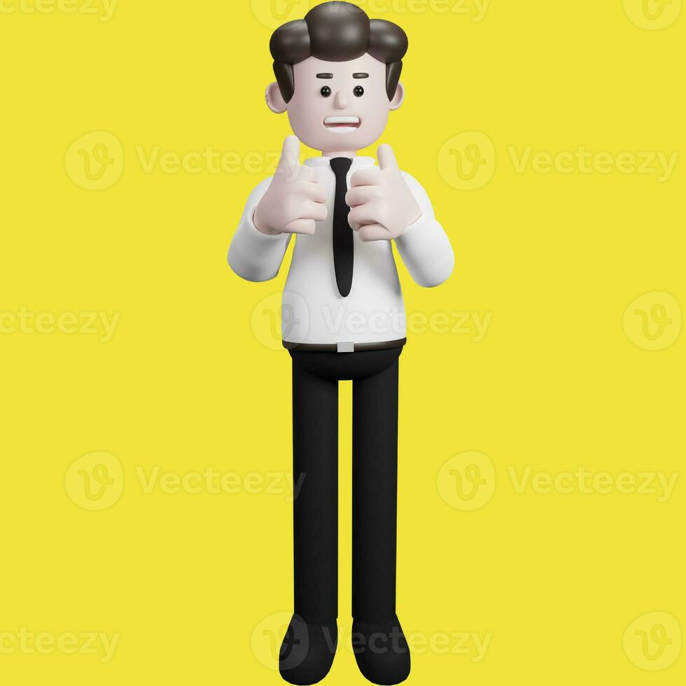 illustratie van een driedimensionaal tekenfilm karakter. divers gebaren. zakenman 3d veroorzaken. foto