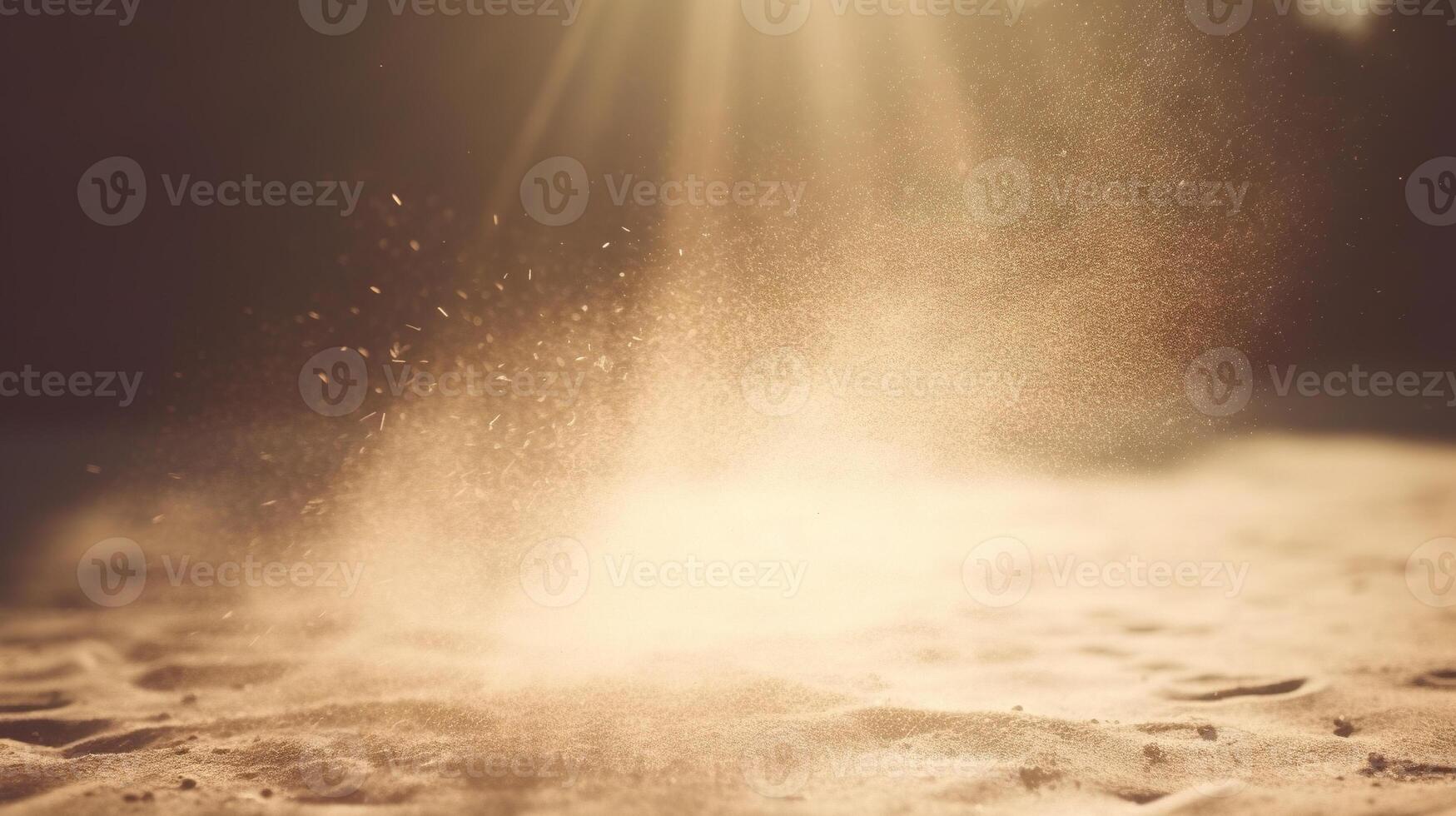 stof deeltjes gespoten door de wind. zand Aan de grond of stof Aan de vloer. generatief ai. foto