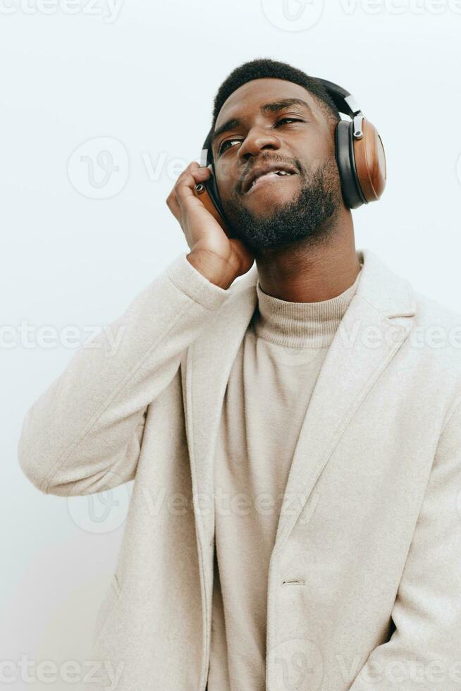 Mens achtergrond dj mode bril Amerikaans zwart Afrikaanse portret muziek- hoofdtelefoons zonnebril vent foto