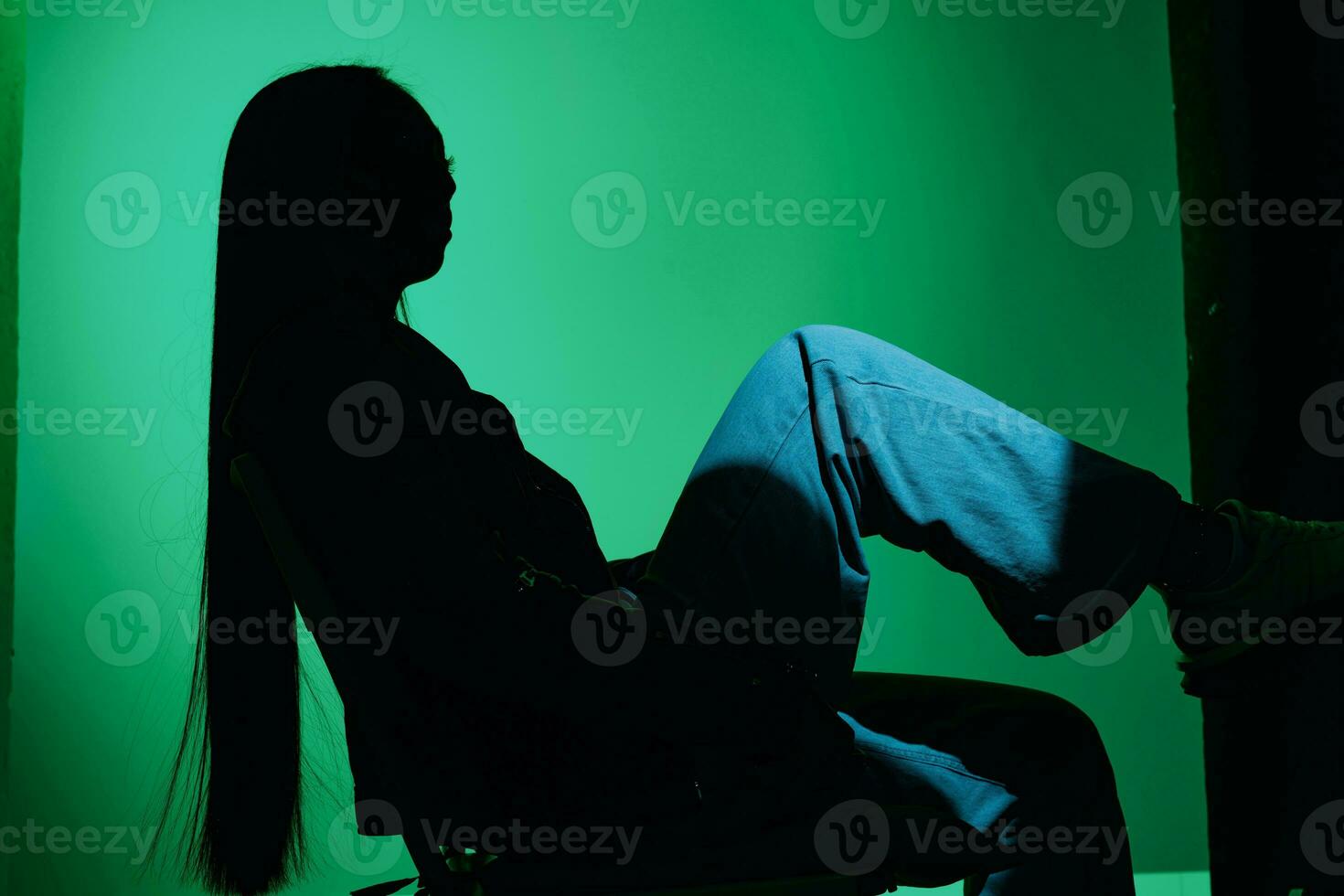 vrouw kleurrijk hipster groen silhouet Aziatisch mode foto