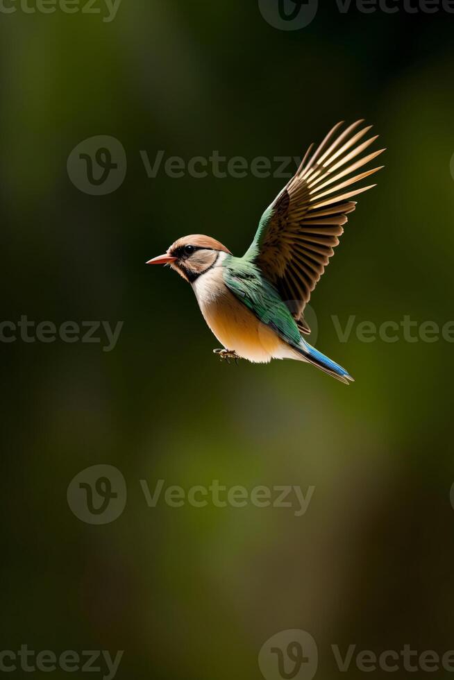 een vogel dat is vliegend door de lucht. ai gegenereerd foto