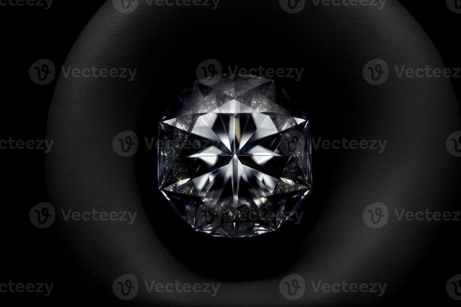 een dichtbij omhoog van een diamant Aan een zwart achtergrond. ai gegenereerd foto