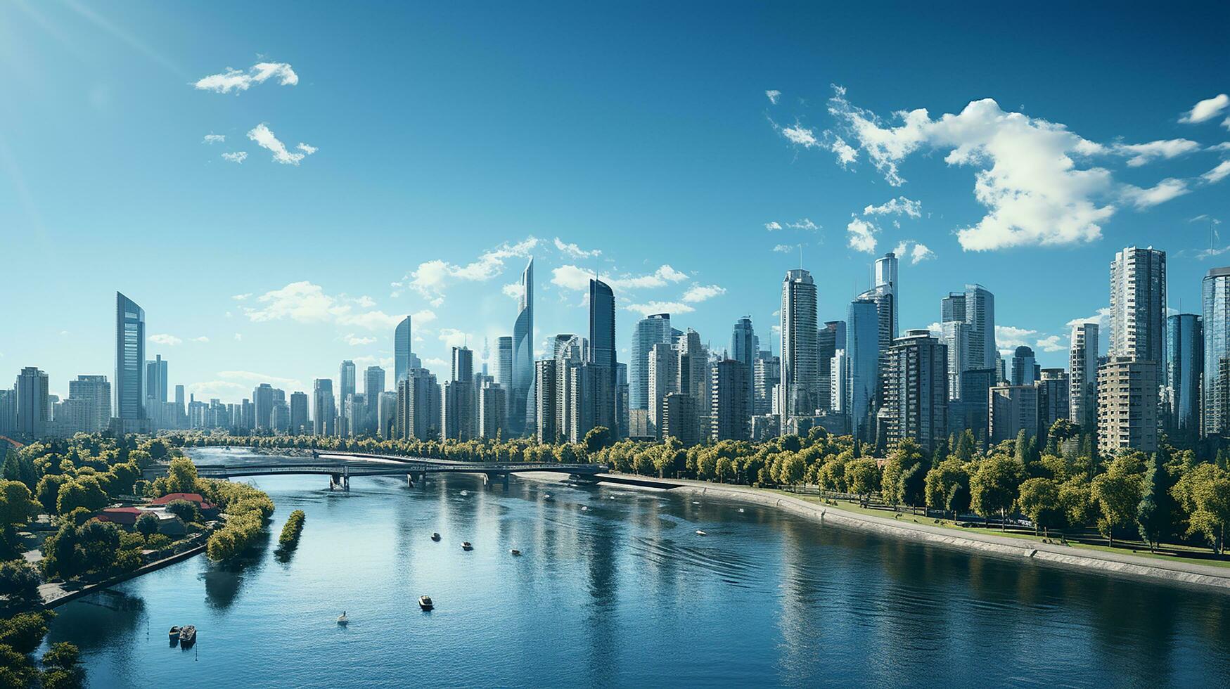 stad panorama met wolkenkrabber gebouwen, daglicht gemaakt door ai gegenereerd foto