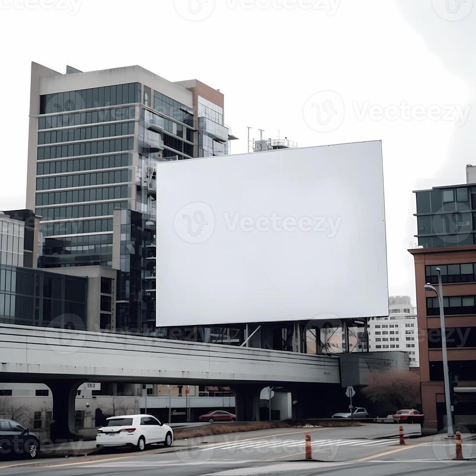 ai generatief wit aanplakbord in de stad foto