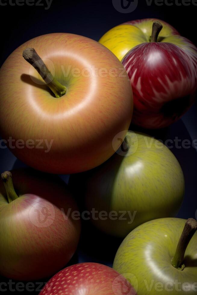 een stapel van appels zittend Aan top van elk ander. ai gegenereerd foto