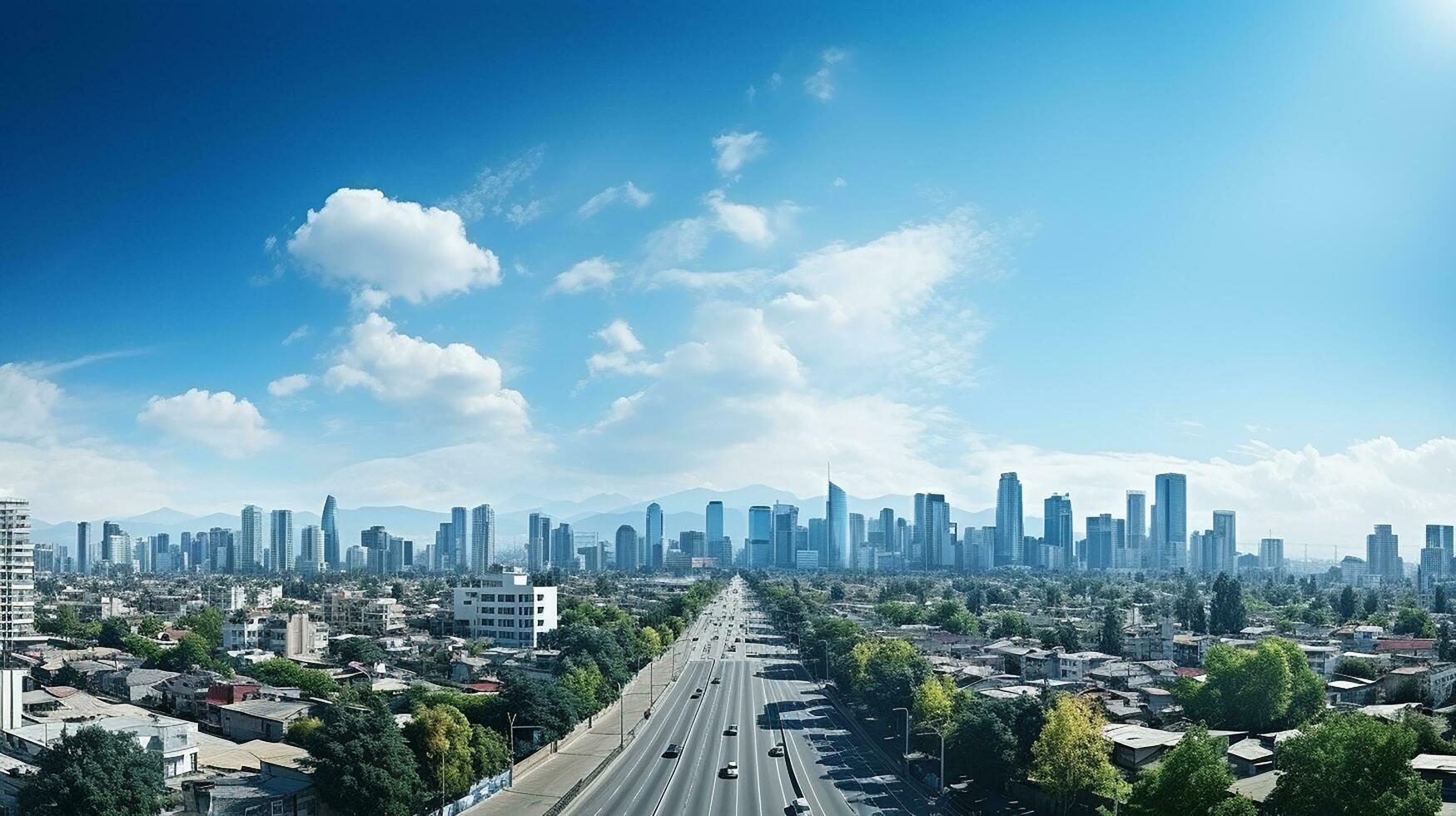stad panorama met wolkenkrabber gebouwen, daglicht gemaakt door ai gegenereerd foto