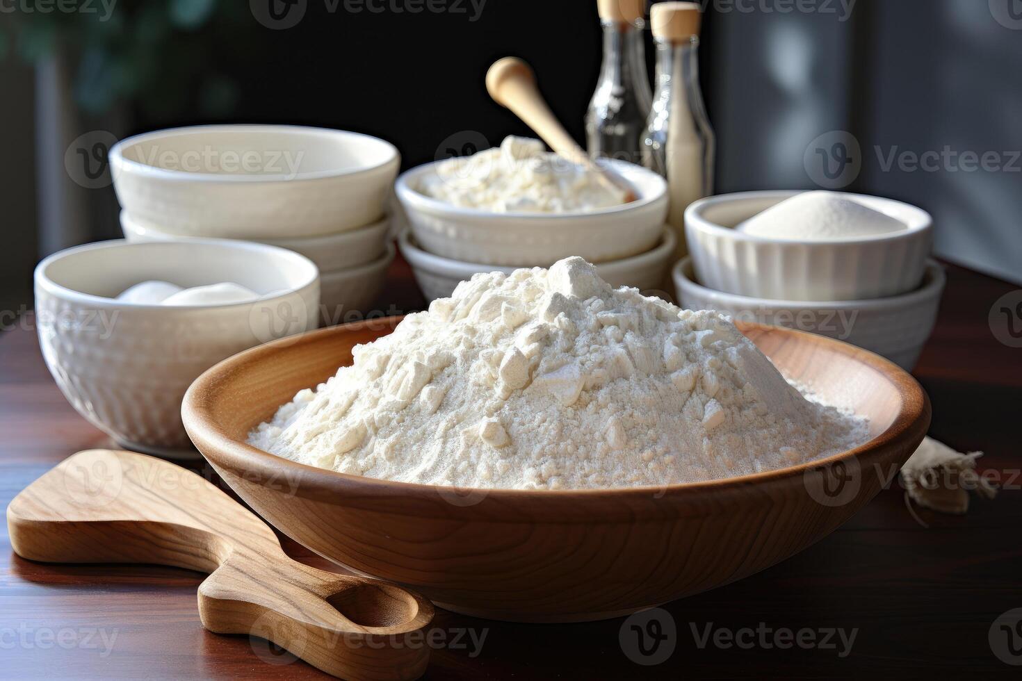 ingrediënten voor deeg Aan tafel. generatief ai foto