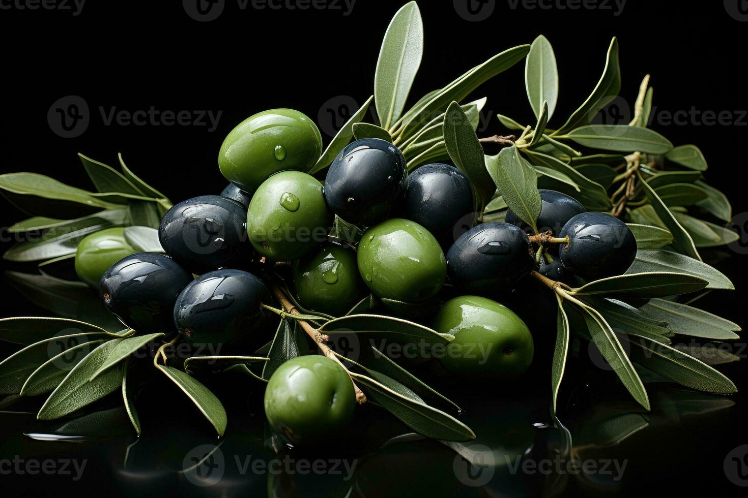 patroon van olijven en bladeren. generatief ai foto
