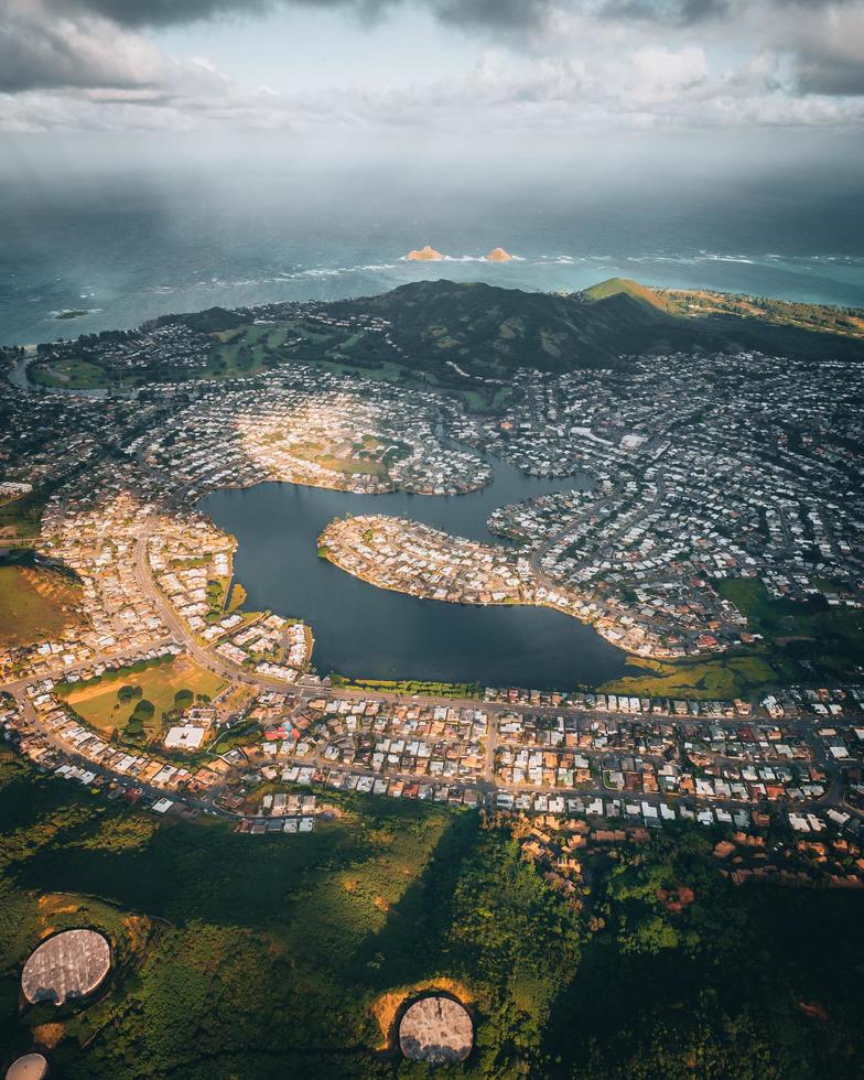 helikopter luchtfoto van oahu, hawaï foto