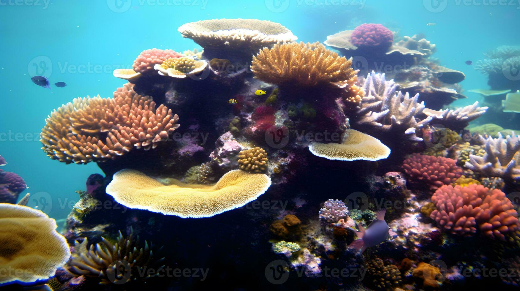 koraal rif in de onderwater- wereld. marinier leven. zee schepsels. ai gegenereerd foto
