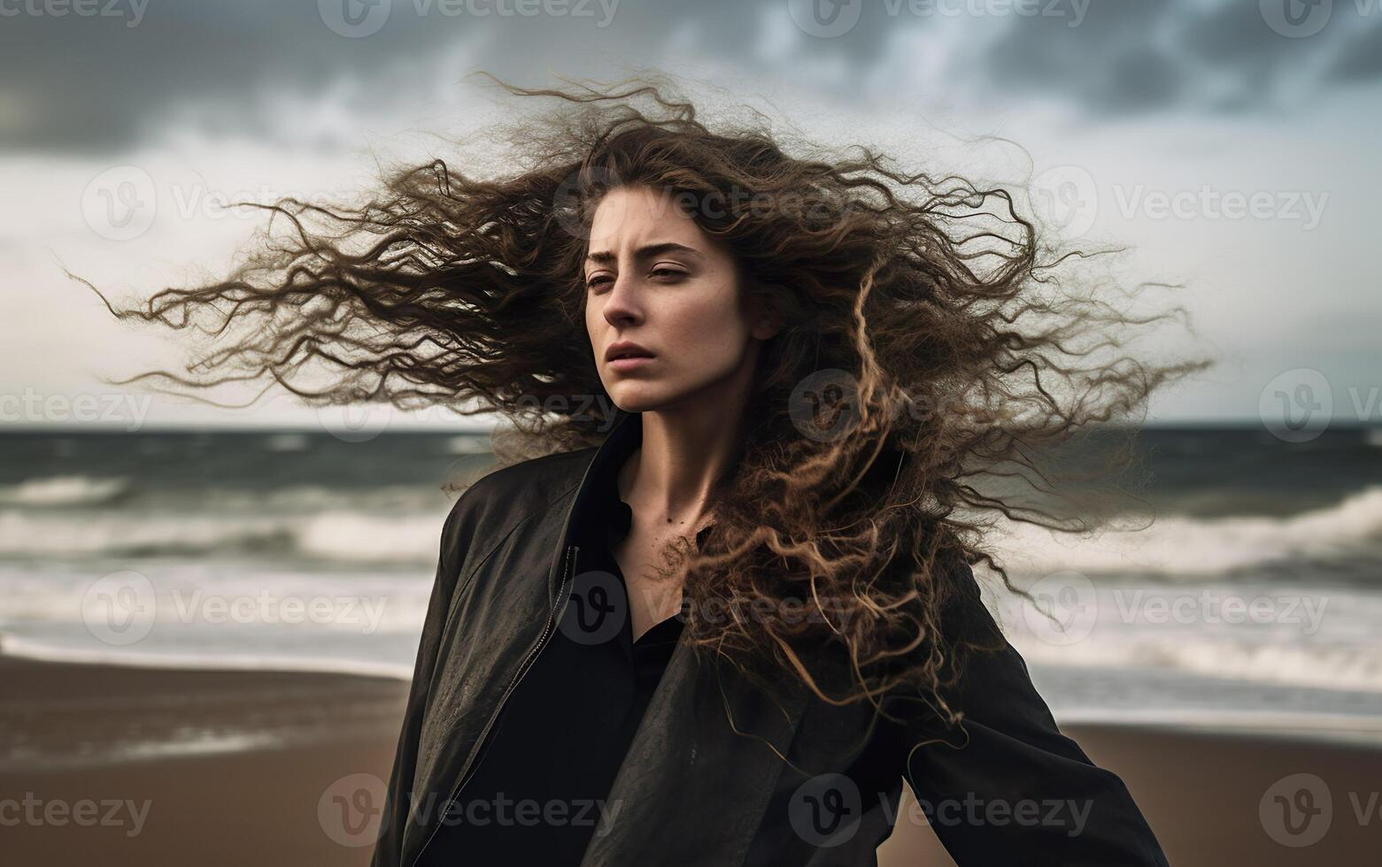 portret van een vrouw Aan de strand. ai, generatief ai foto