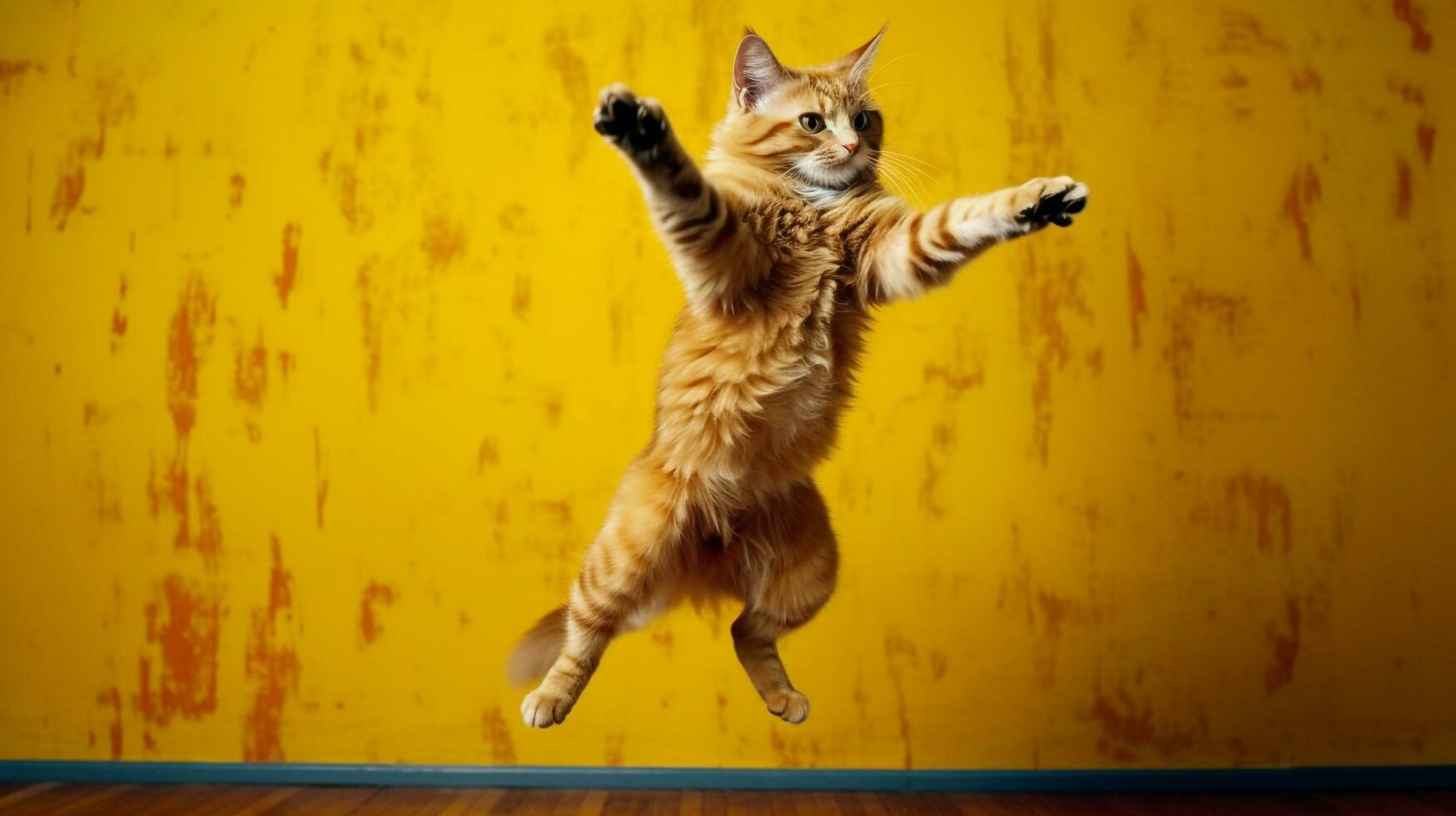 ai gegenereerd Perzisch kat jumping foto